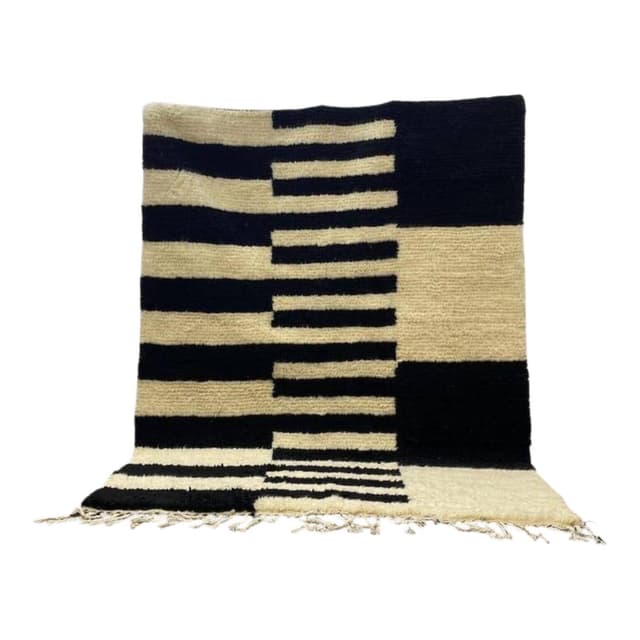 Ręcznie tkany dywan 150x250 cm, wełna, czarny, kość słoniowa, Maroko - WYMIARY