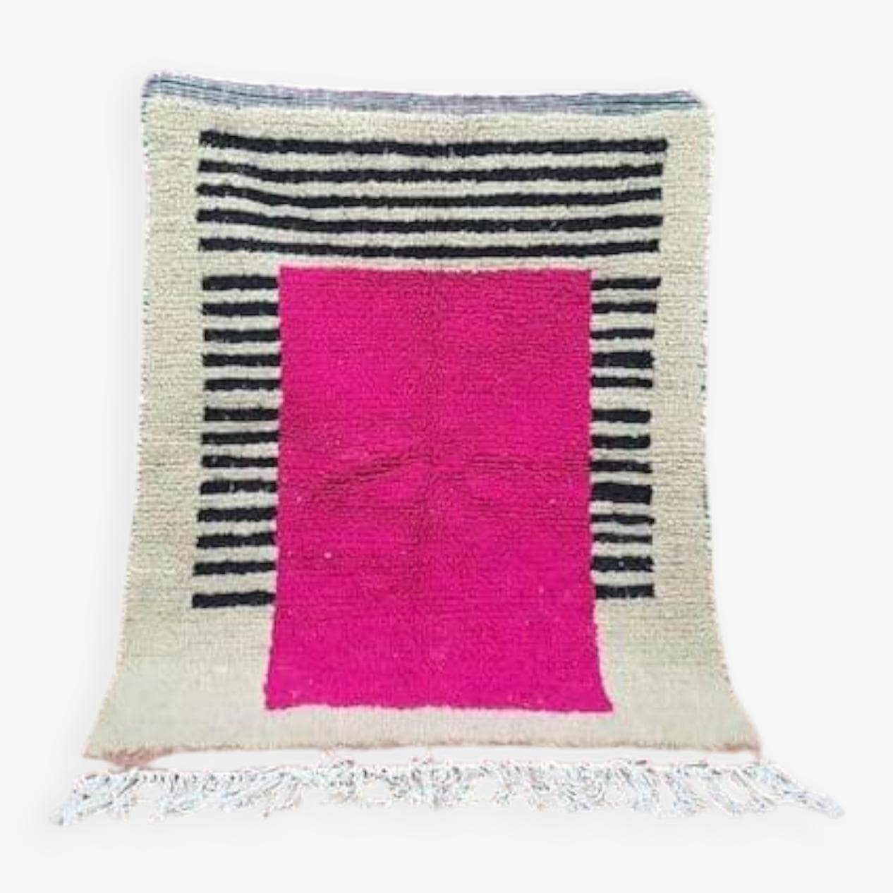Handwoven rug 150x250 cm, wool, pink, Morocco - 206710