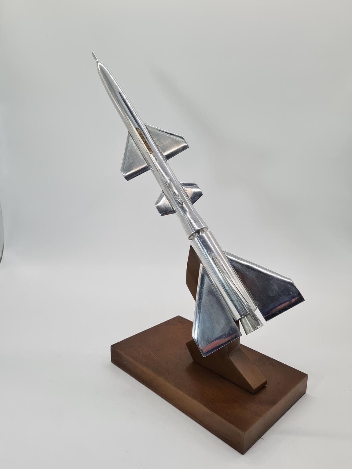 Model rakiety pamiątkowy, srebrny, metal, ZSRR, lata 70. - 205954