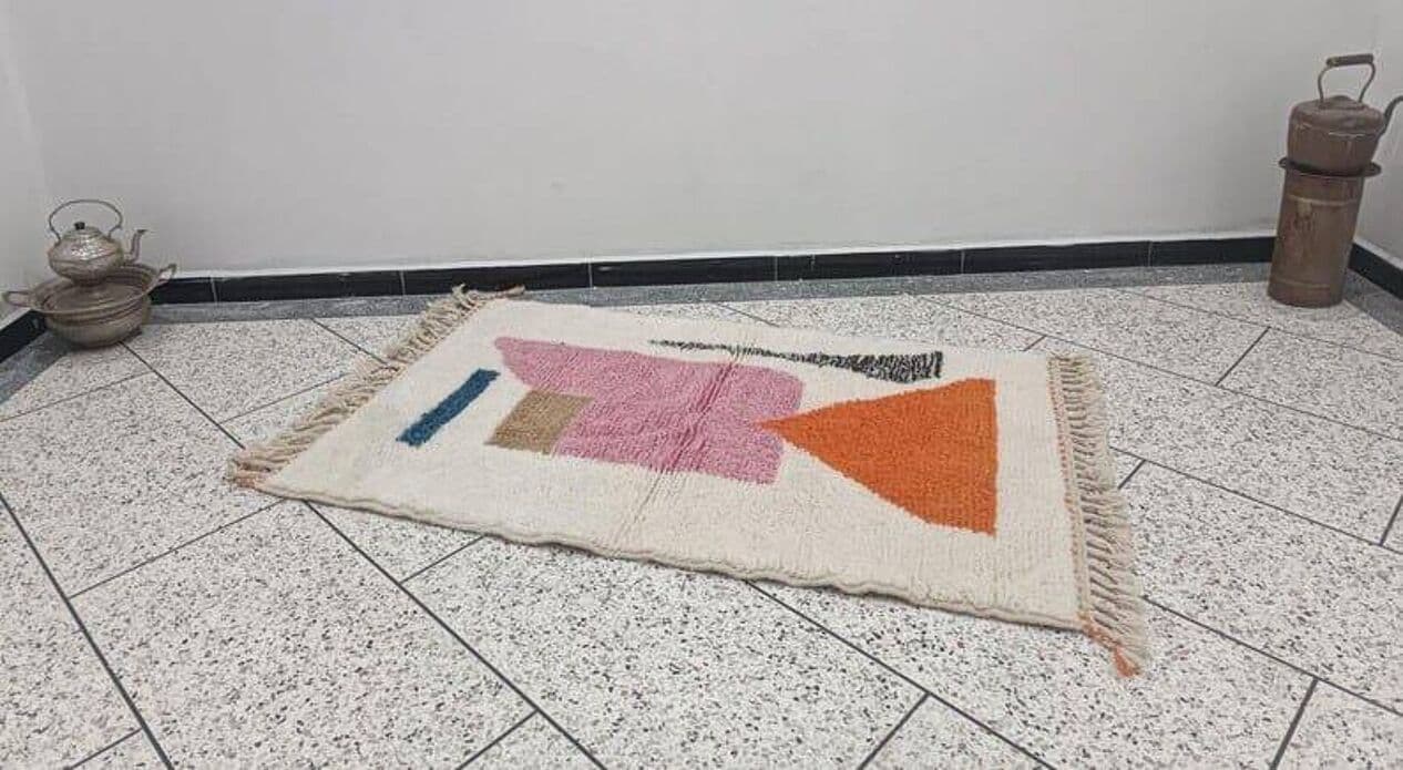 Ręcznie tkany dywan 140x260 cm, wełna, multikolor, Maroko - 206626