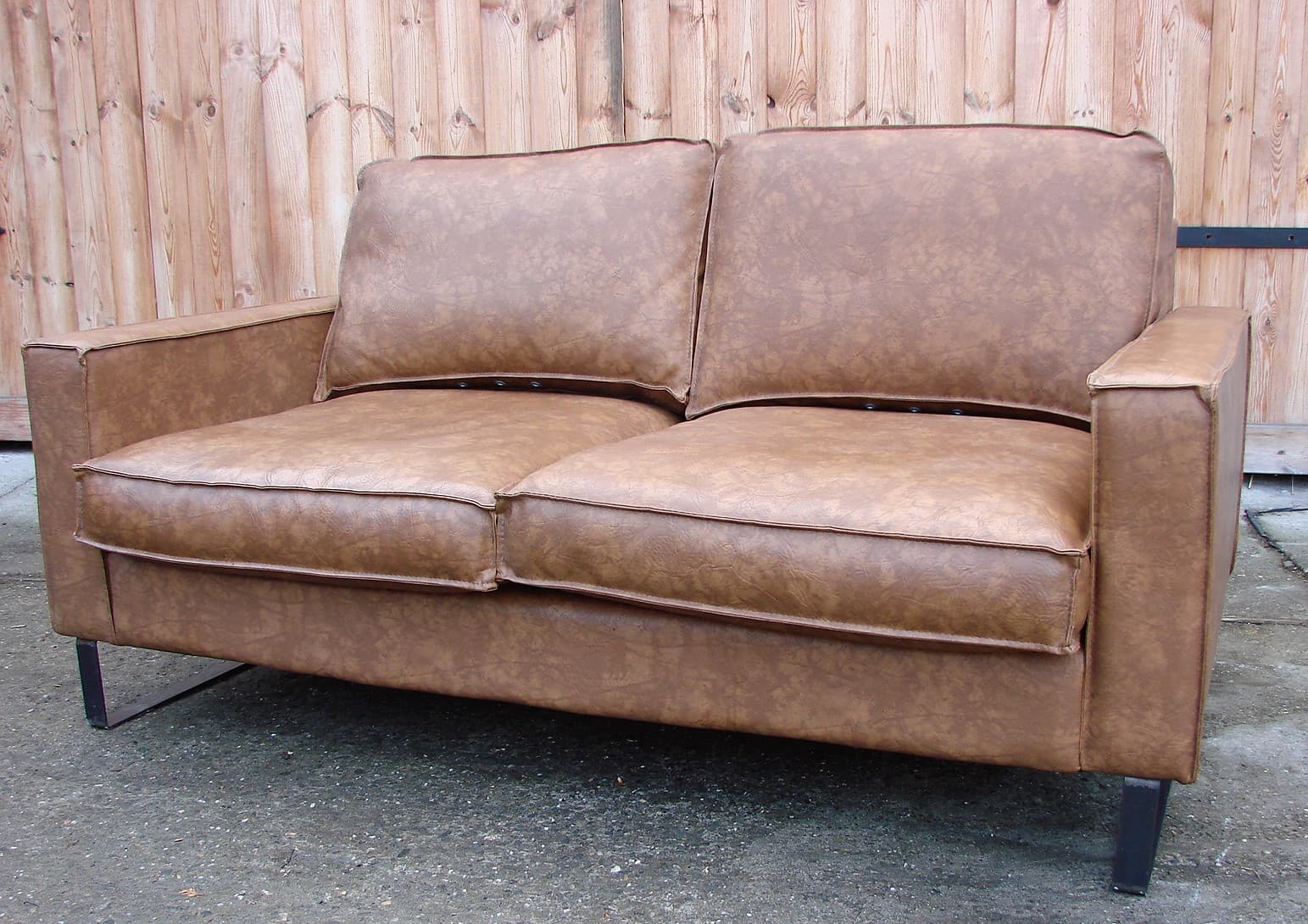 Sofa modernistyczna, brązowy, tkanina, stal czarna, lata 80. - 206000