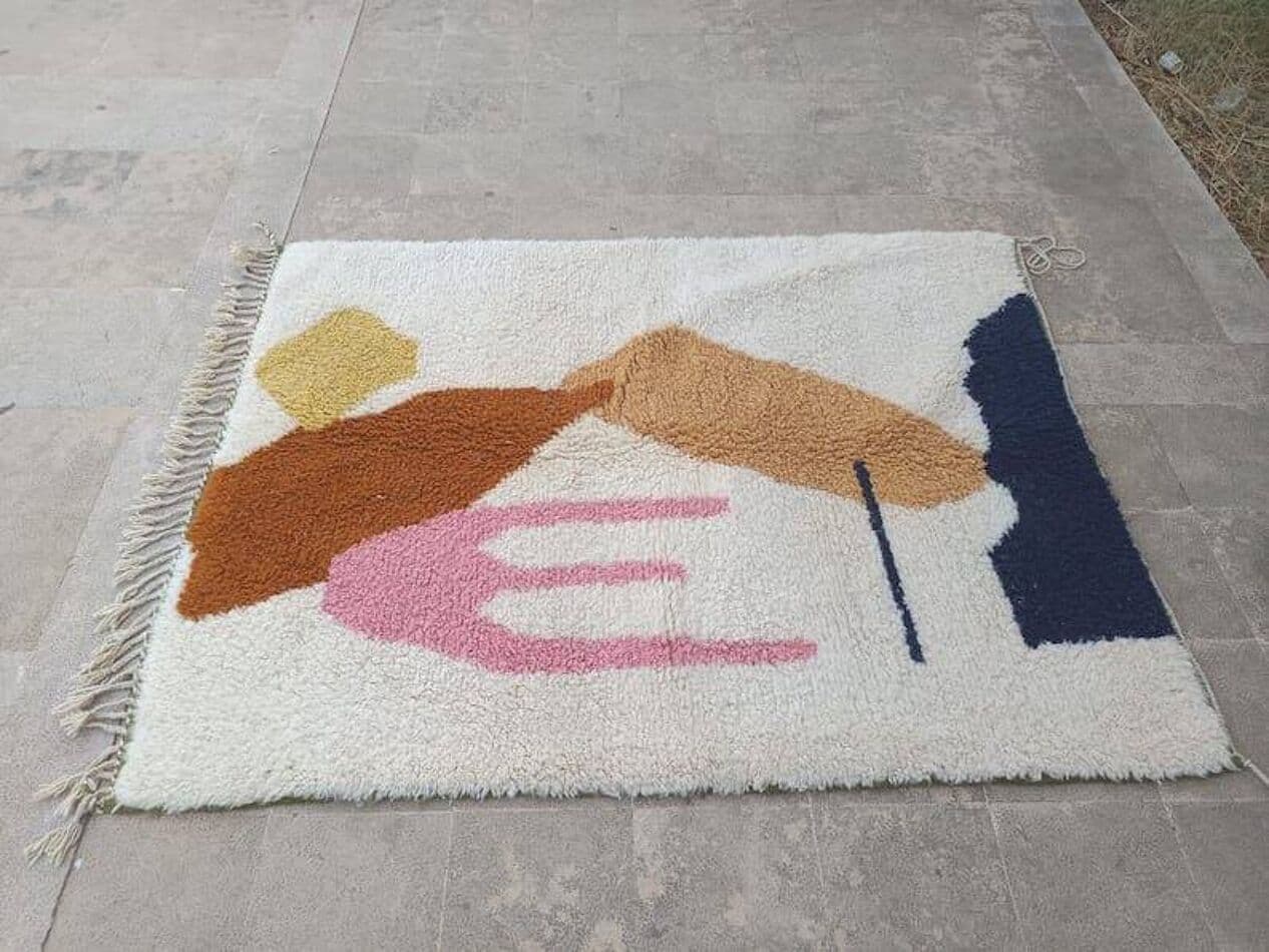 Ręcznie tkany dywan 150x250 cm, wełna, multikolor, Maroko - 206618