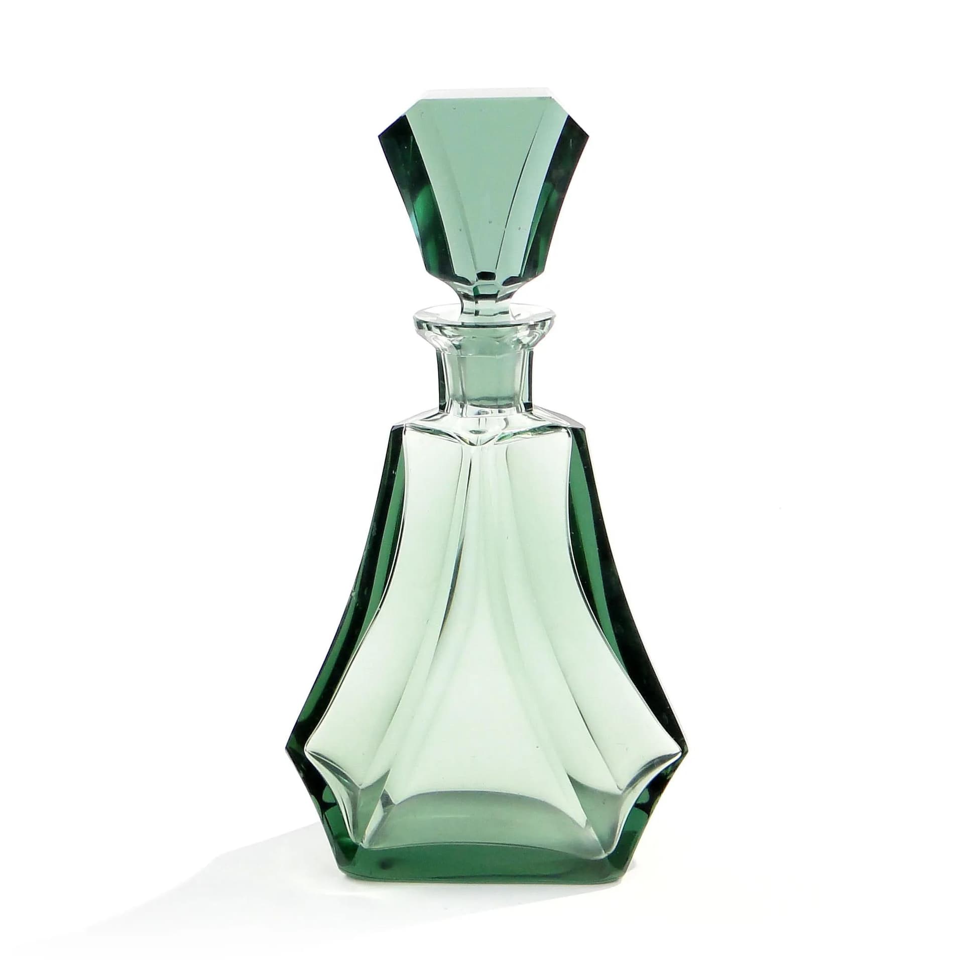 Karafka art déco, turkus, kryształ, Moser, Czechosłowacja, lata 30. - 14939