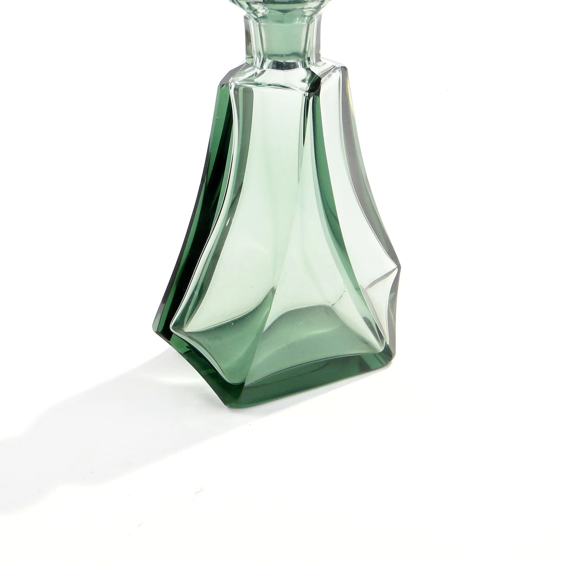 Karafka art déco, turkus, kryształ, Moser, Czechosłowacja, lata 30. - 14942