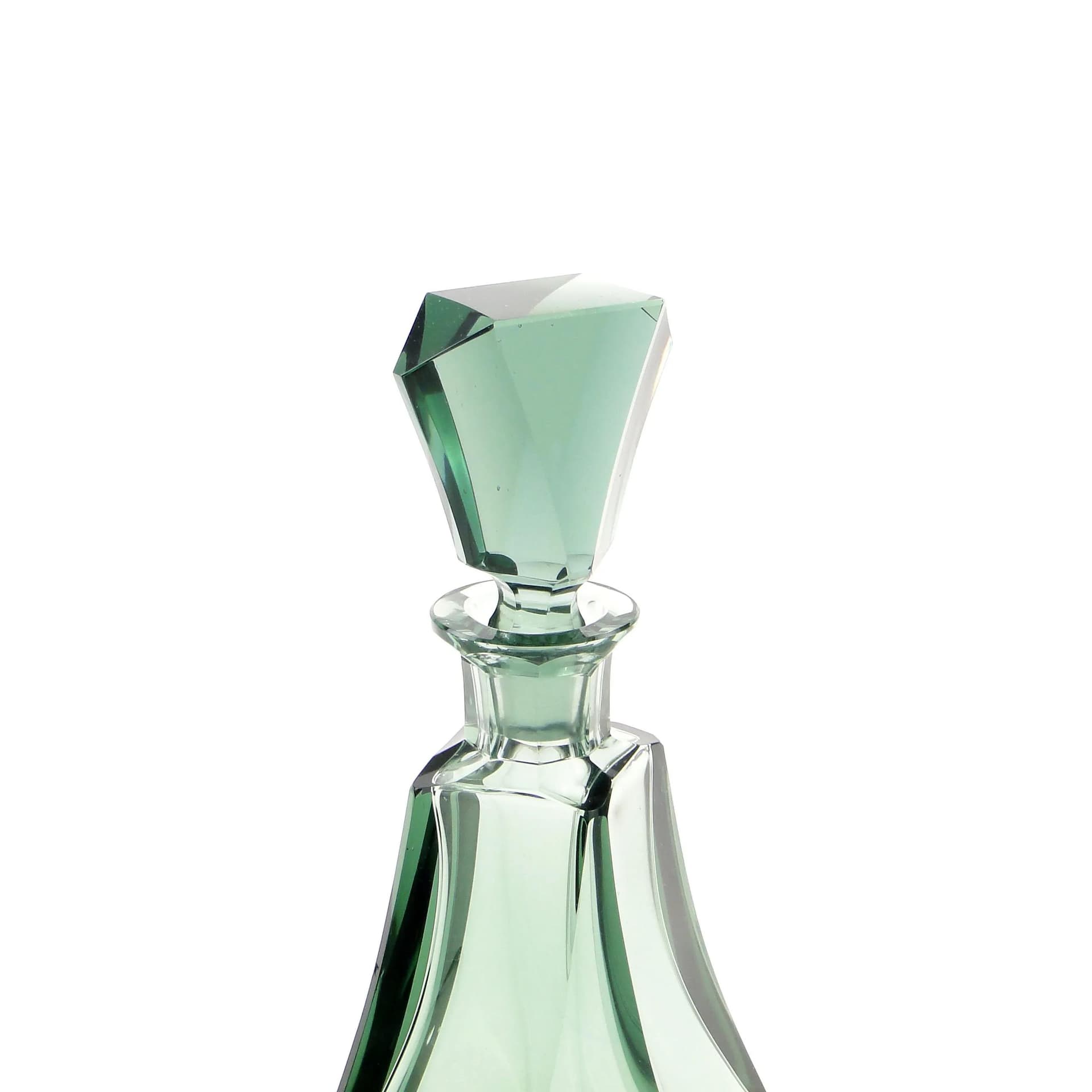 Karafka art déco, turkus, kryształ, Moser, Czechosłowacja, lata 30. - 14941