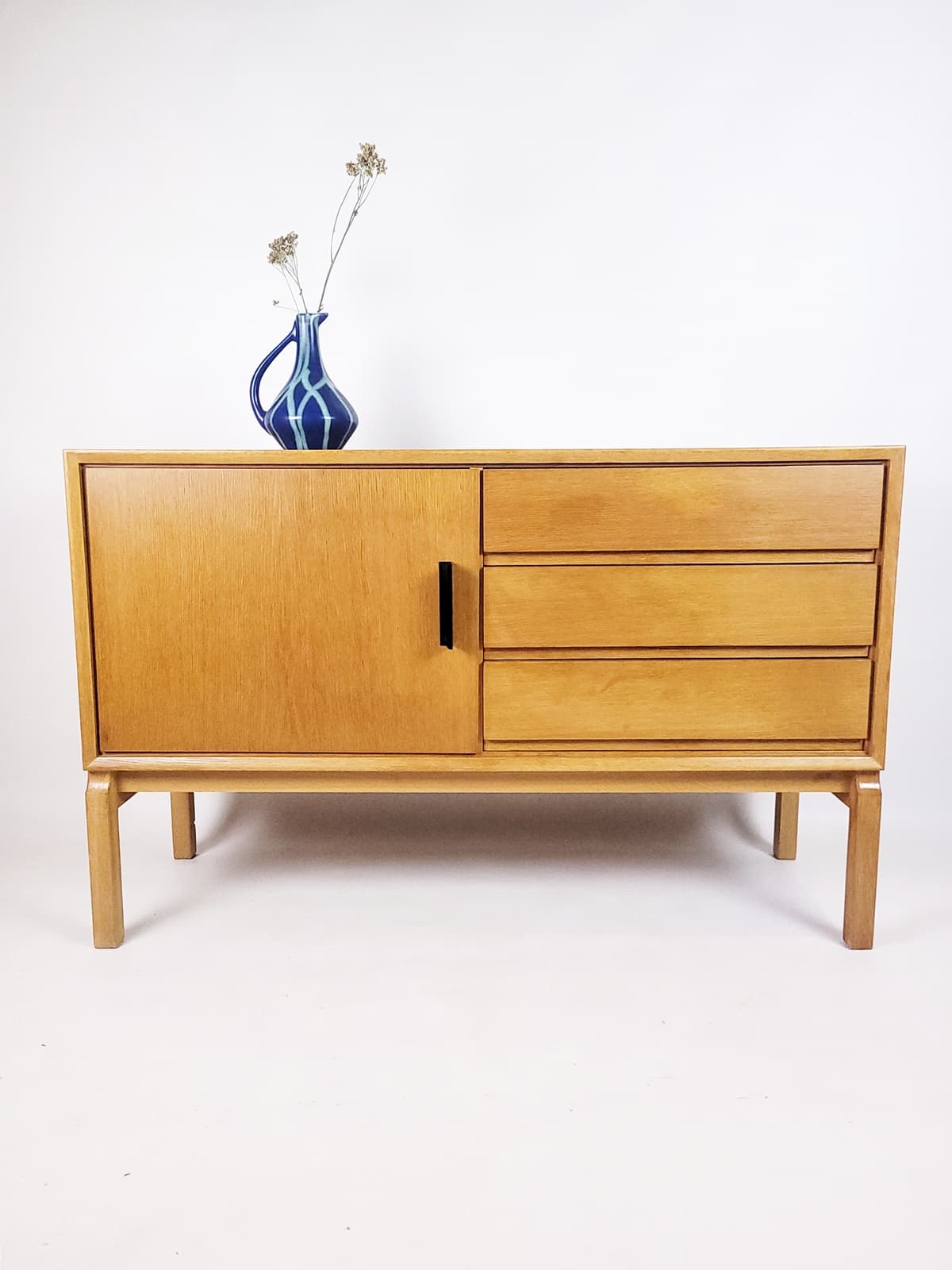 Komoda, dąb jasnobrązowy, proj. M. Grabiński, Ikea, Szwecja, lata 60. - 206007