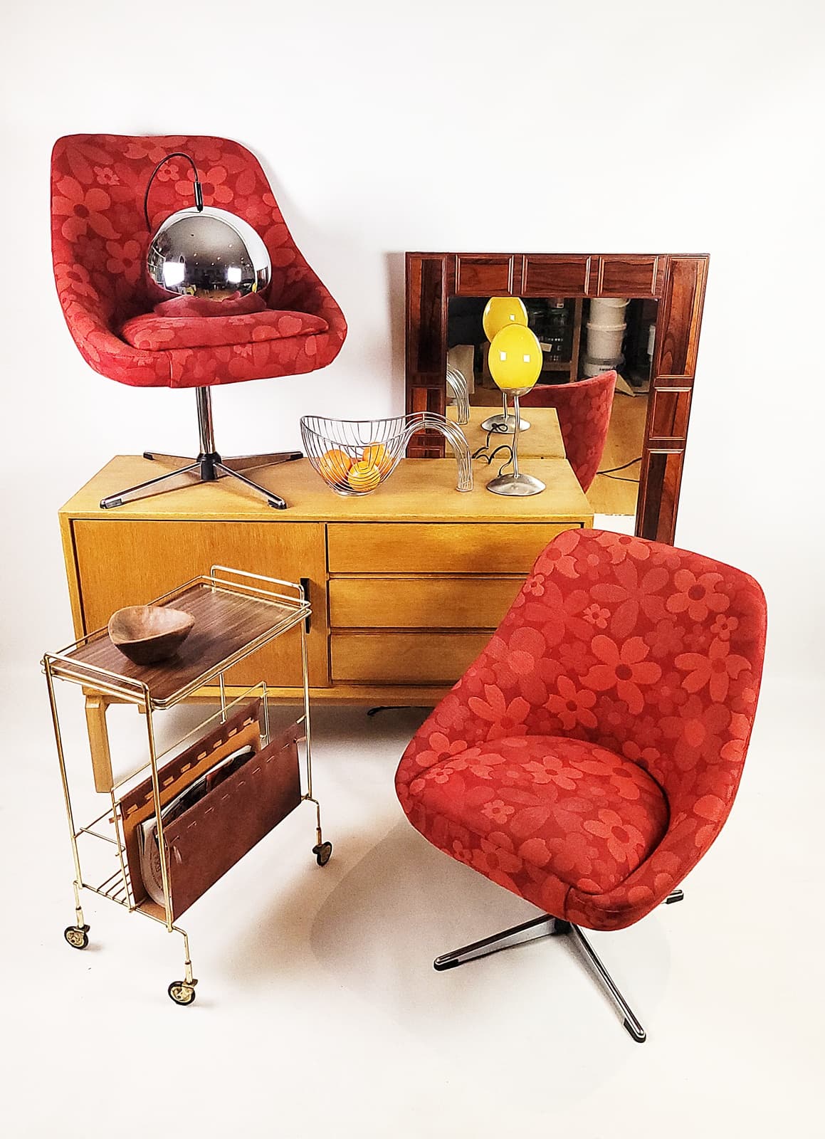 Komoda, dąb jasnobrązowy, proj. M. Grabiński, Ikea, Szwecja, lata 60. - 206014