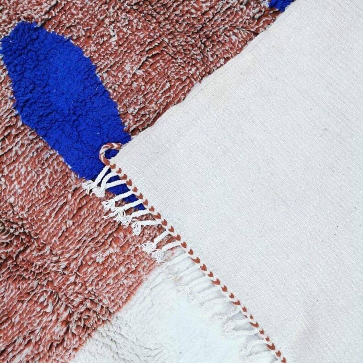 Ręcznie tkany dywan 150x250 cm, wełna, kremowy, gliniany, niebieski, Maroko - 206607