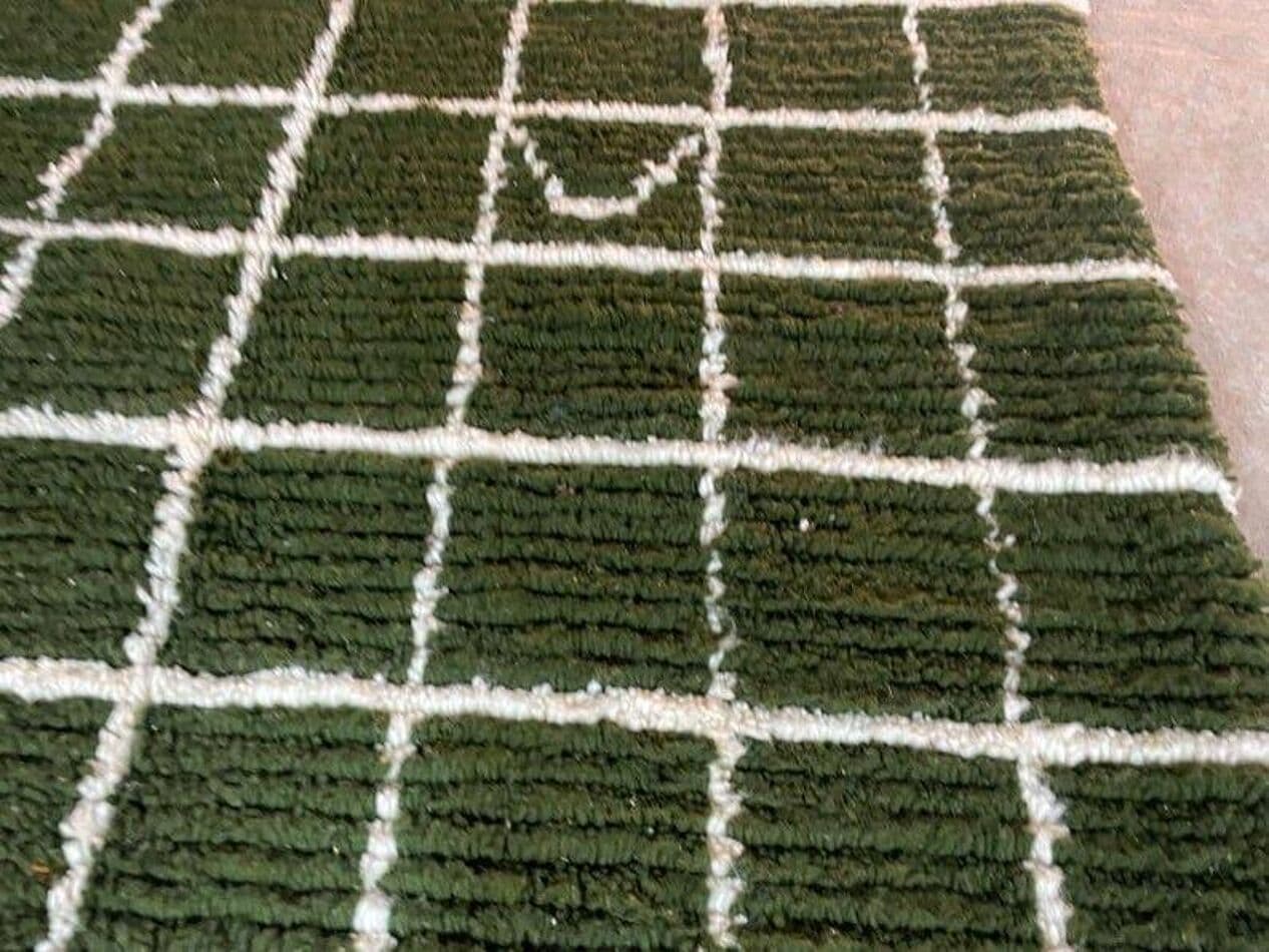 Handwoven rug 140x260 cm, wool, green, Morocco - 206586