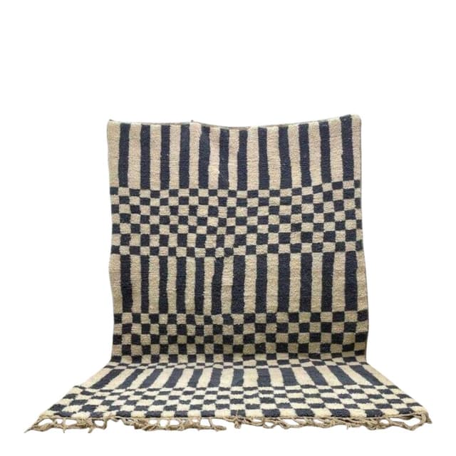 Ręcznie tkany dywan 140x260 cm, wełna, kość słoniowa, czarny, Maroko - WYMIARY