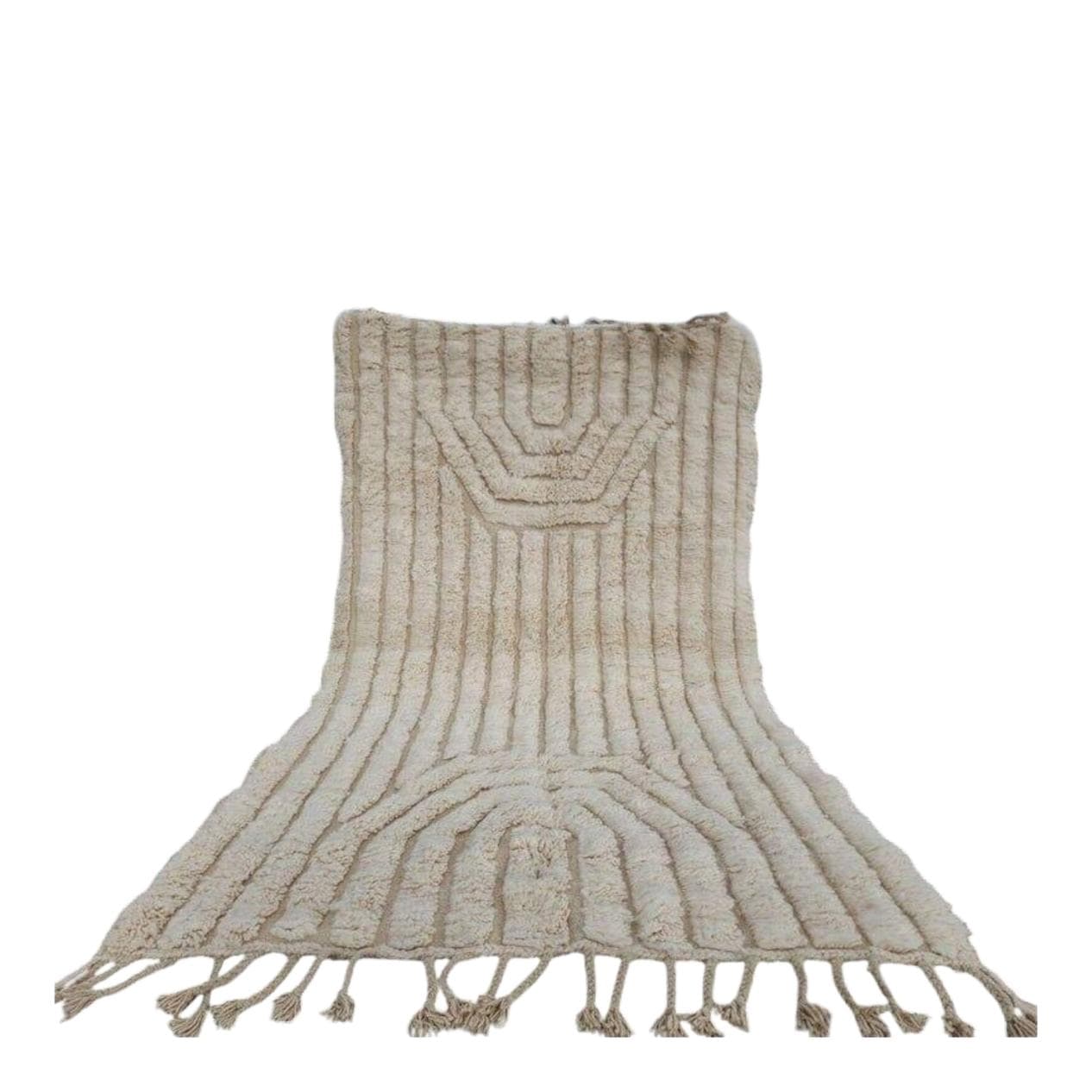 Handwoven rug 150x250 cm, wool, white, beige, Morocco