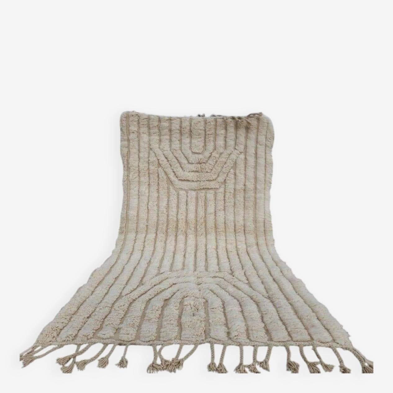 Handwoven rug 150x250 cm, wool, white, beige, Morocco - 206567