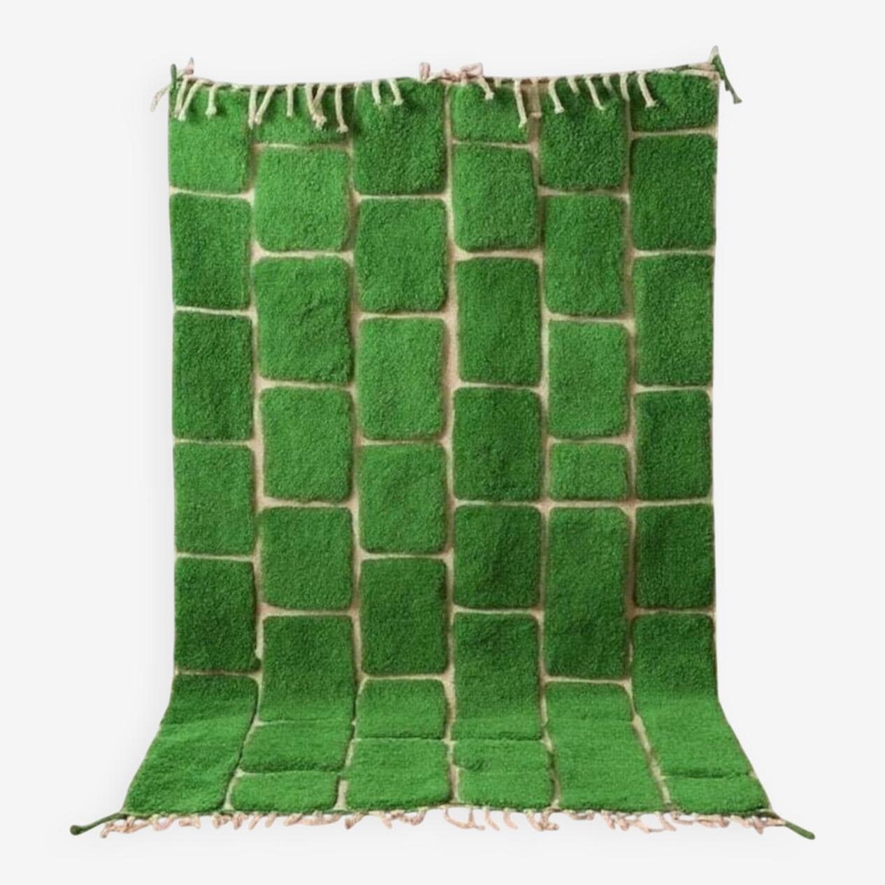 Ręcznie tkany dywan 150x250 cm, wełna, zielony, Maroko - 206549