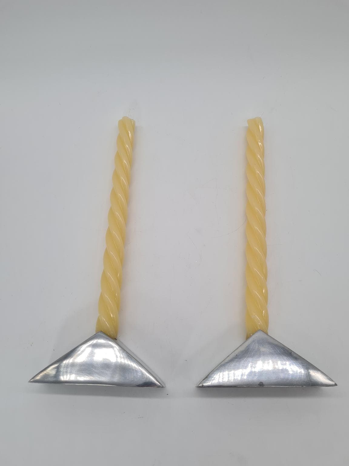 Nowoczesne świeczniki z polerowanego aluminium, lata 2000., zestaw 2 szt. - 206081