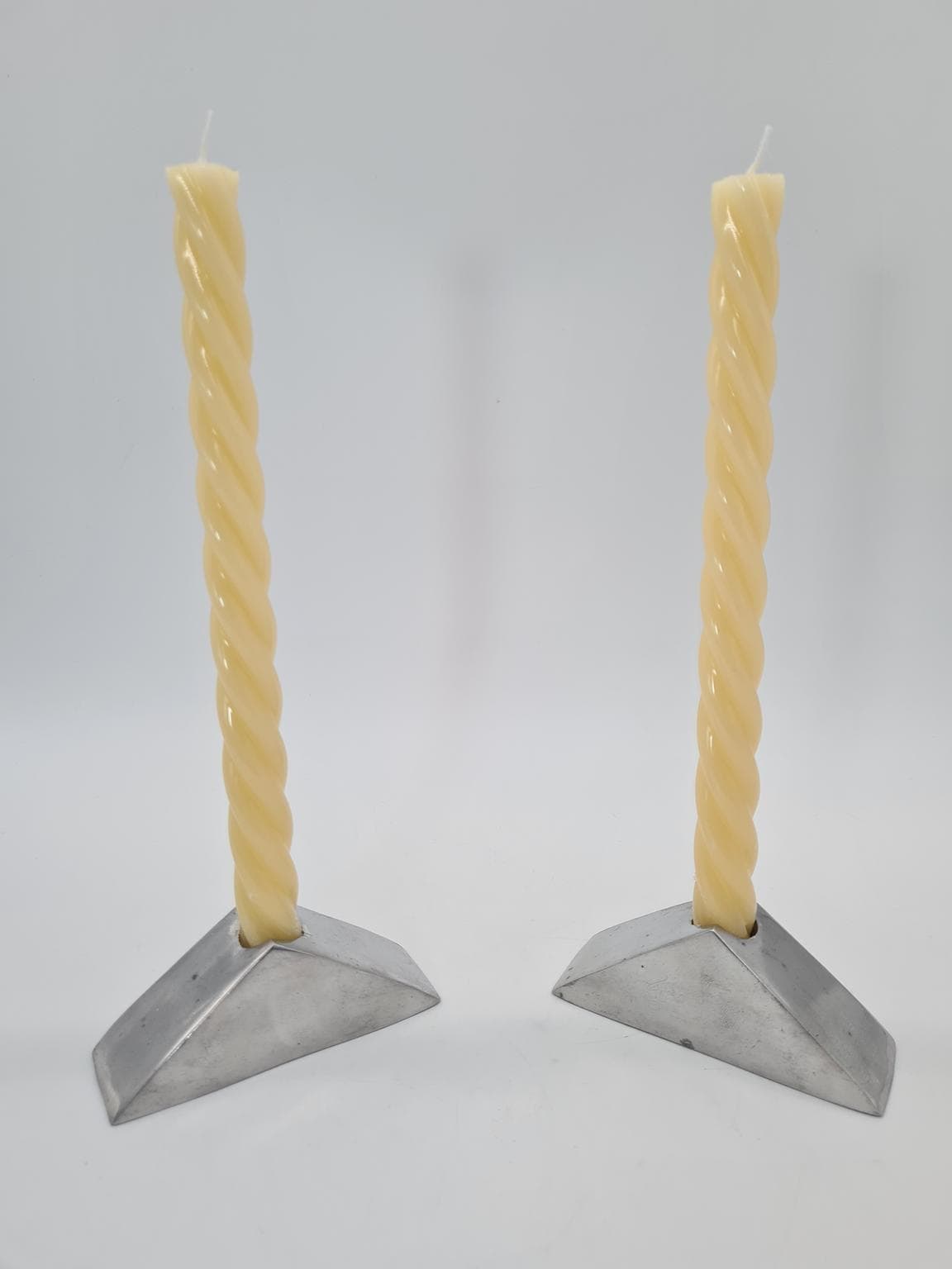 Nowoczesne świeczniki z polerowanego aluminium, lata 2000., zestaw 2 szt. - 206078