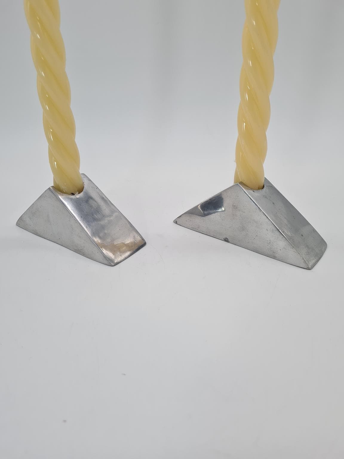 Nowoczesne świeczniki z polerowanego aluminium, lata 2000., zestaw 2 szt. - 206076