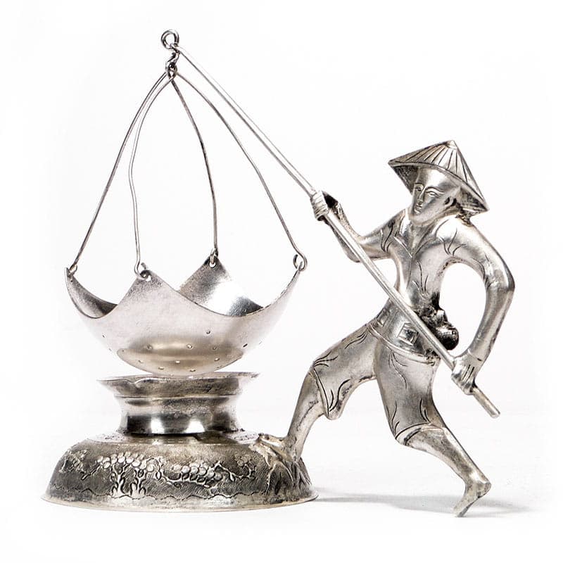 Sitko do herbaty figuralne, srebro, Wietnam, lata 50. - 206100