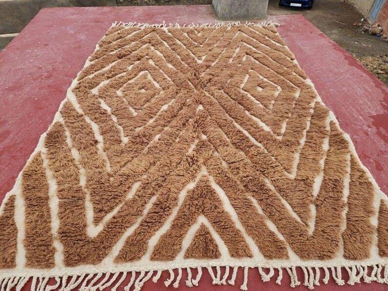 Ręcznie tkany dywan 150x250 cm, wełna, brązowy, Maroko - 206525