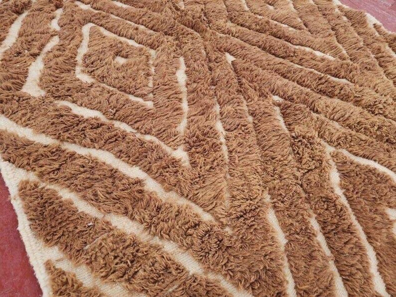 Ręcznie tkany dywan 150x250 cm, wełna, brązowy, Maroko - 206522