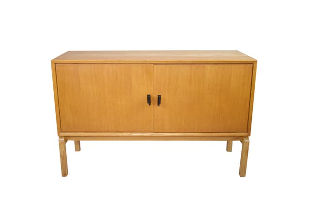 Komoda, dąb jasnobrązowy, proj. M. Grabiński, Ikea, Szwecja, lata 60. - WYMIARY