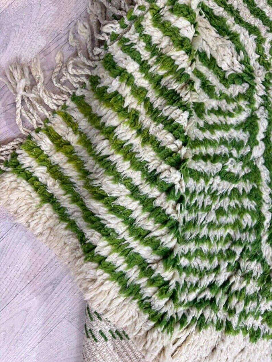 Hand-woven rug 200x300 cm, wool, green, Morocco - 206447