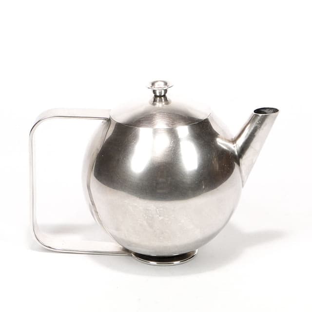 Teapot Łódź, silver, brass, by A. Szadkowski, Poland, 1970s. - DIMENSION