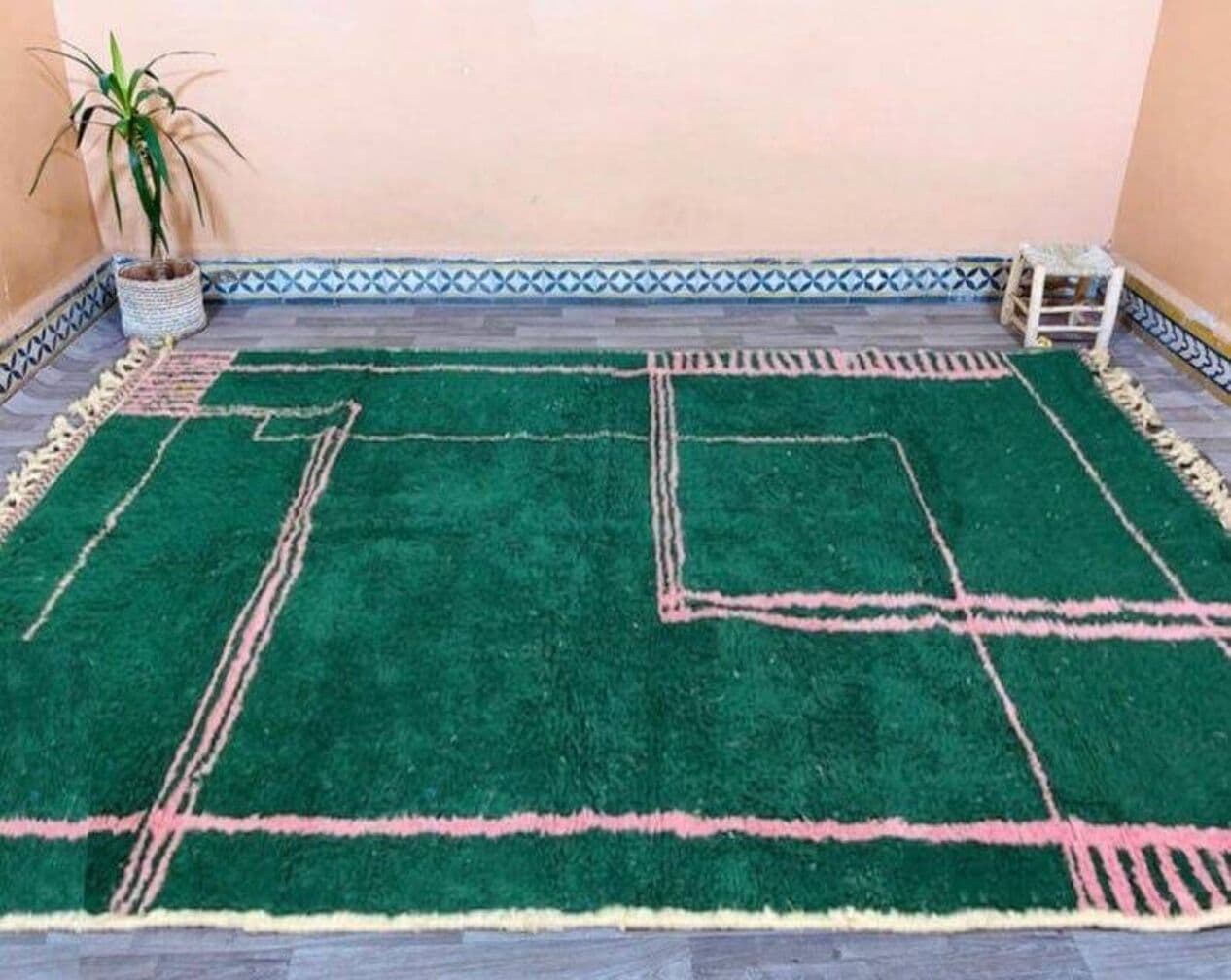 Ręcznie tkany dywan 200x300 cm, wełna, zielony, Maroko - 206427