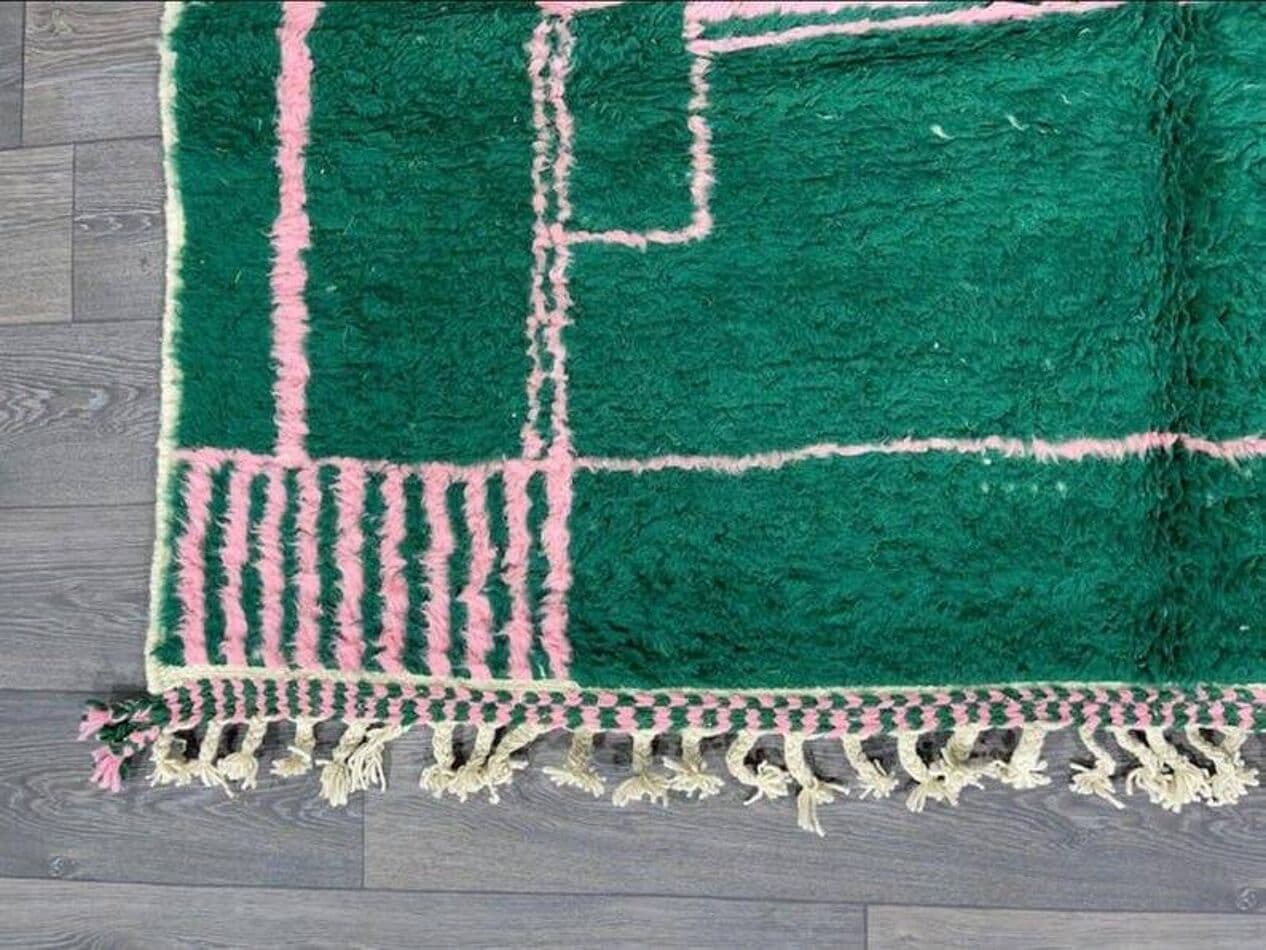 Ręcznie tkany dywan 200x300 cm, wełna, zielony, Maroko - 206429