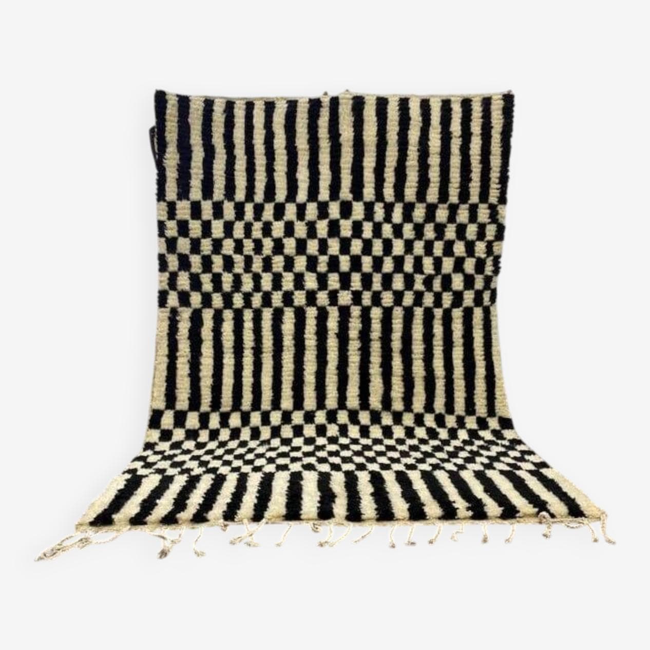 Ręcznie tkany dywan 200x300 cm, wełna, biały, czarny, Maroko - 206410