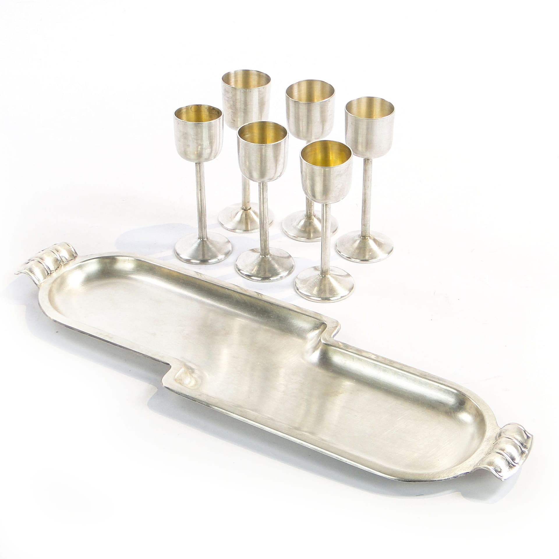 Goblet Set with Tray, Art Deco, silver, brass, Austria, 1920s - 206218