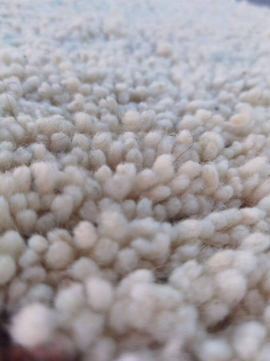 Ręcznie tkany dywan 200x300 cm, wełna, beżowy, granatowy, czarny, jasnoniebieski, Maroko - 206393