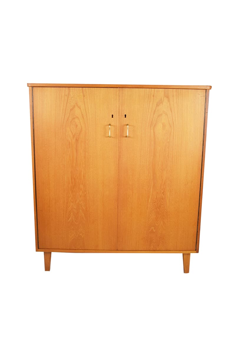 Szafa Linen Cabinet, wiąz jasnobrązowy, proj. A. Larsson, Bodafors, Szwecja, lata 50.