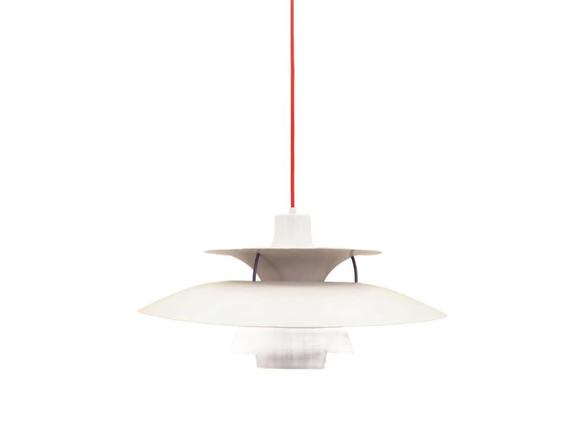 Lampa wisząca PH 5, metal biały multikolor, proj. P. Henningsen, dla Louis Poulsen, Dania, lata 70.