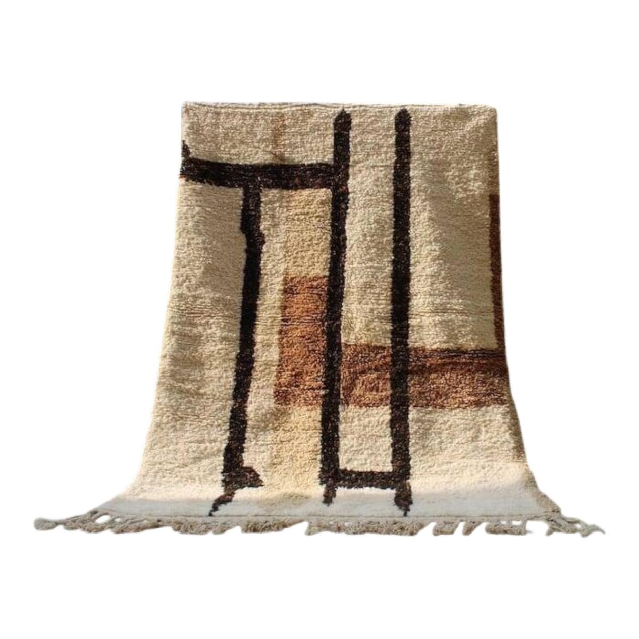 Handwoven rug 150x250 cm, wool, white, Morocco - 207394