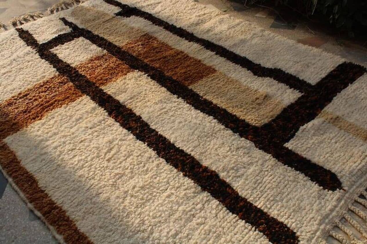 Handwoven rug 150x250 cm, wool, white, Morocco - 207318