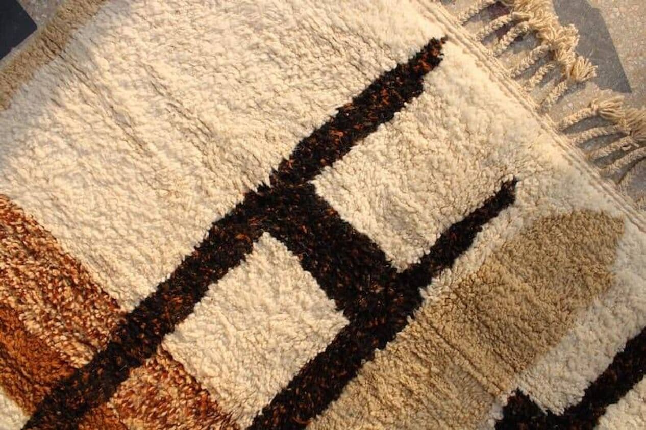 Handwoven rug 150x250 cm, wool, white, Morocco - 207320