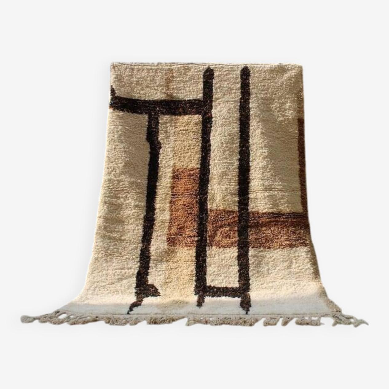 Handwoven rug 150x250 cm, wool, white, Morocco - 207317