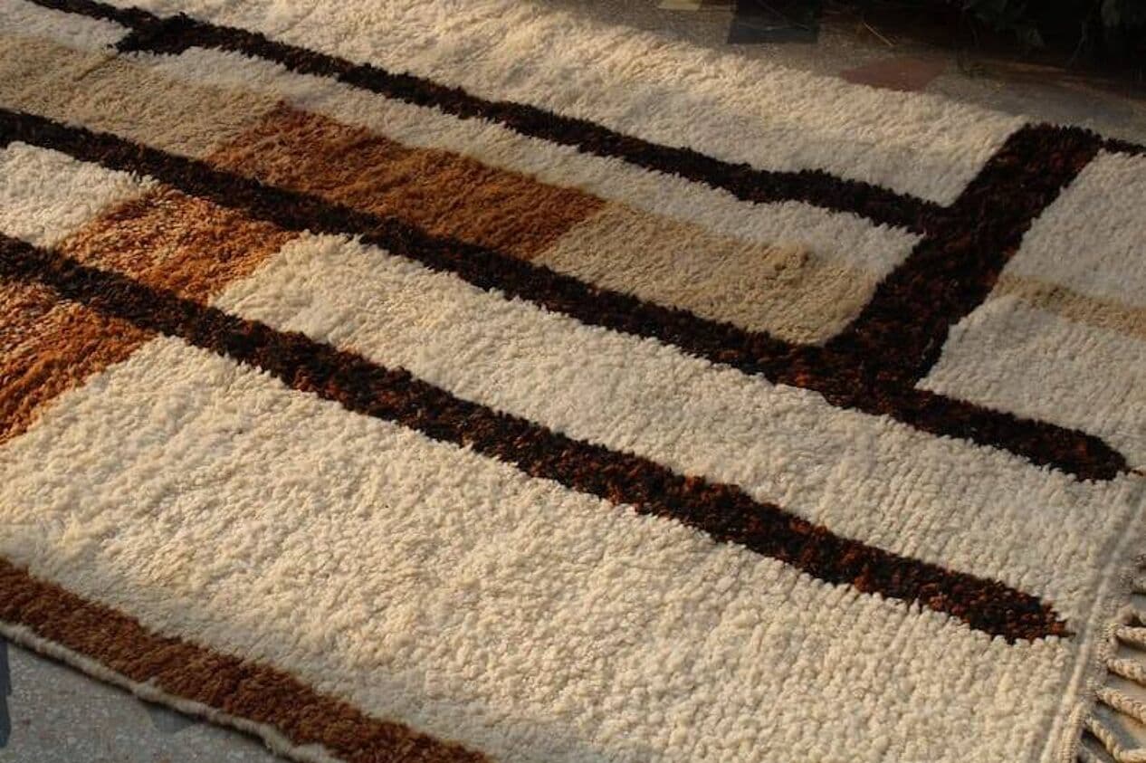 Handwoven rug 150x250 cm, wool, white, Morocco - 207323