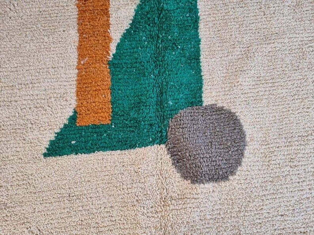 Handwoven rug 200x300 cm, wool, beige, green, brown, grey, orange, Morocco - 207274