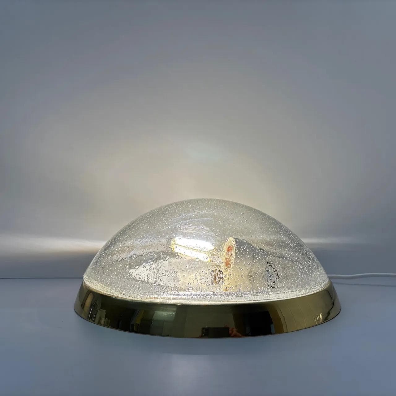 Ceiling Light, clear glass, golden brass, Germany, 1970s. - 15111