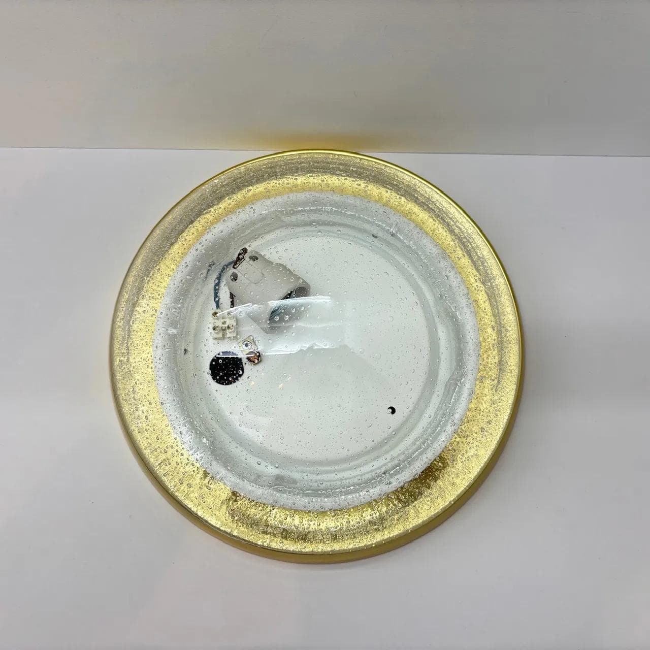 Ceiling Light, clear glass, golden brass, Germany, 1970s. - 15117