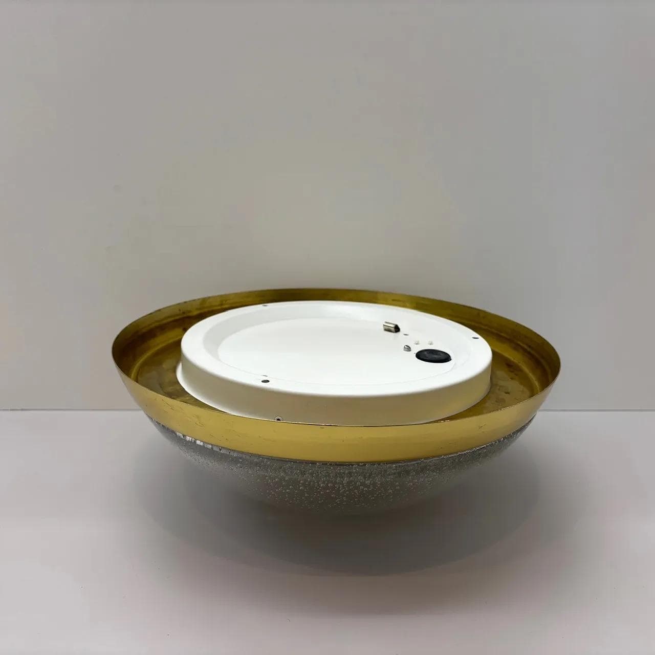 Ceiling Light, clear glass, golden brass, Germany, 1970s. - 15115