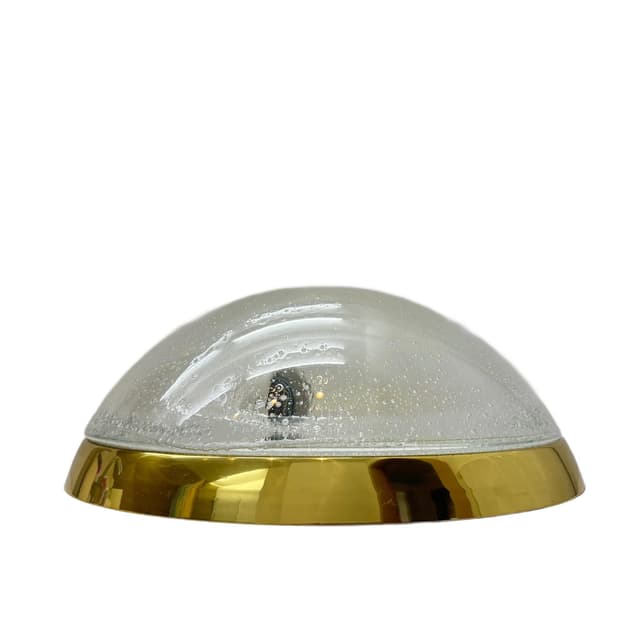 Ceiling Light, clear glass, golden brass, Germany, 1970s. - DIMENSION