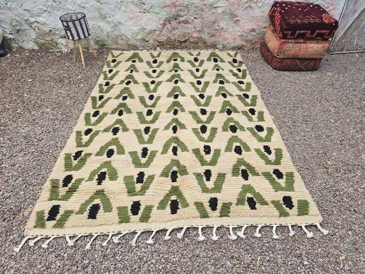 Ręcznie tkany dywan 200x300 cm, wełna, beżowy, Maroko - 208269