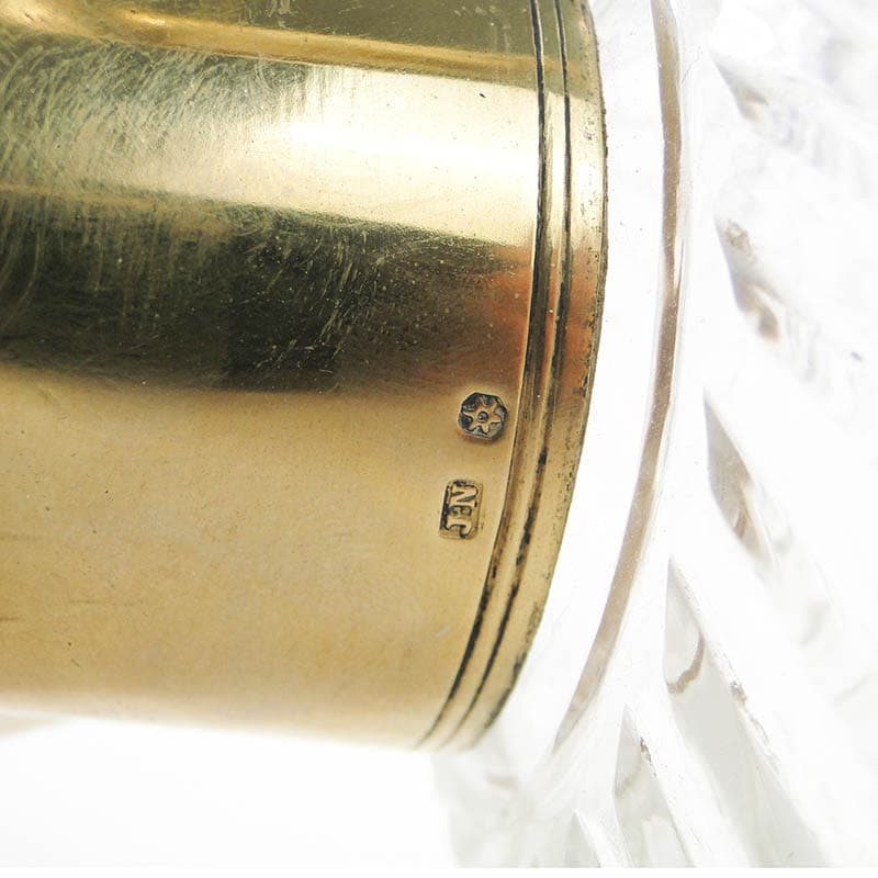 Decanter, transparent crystal glass, brass, Hallberg, Sweden, 19th c. - 207364