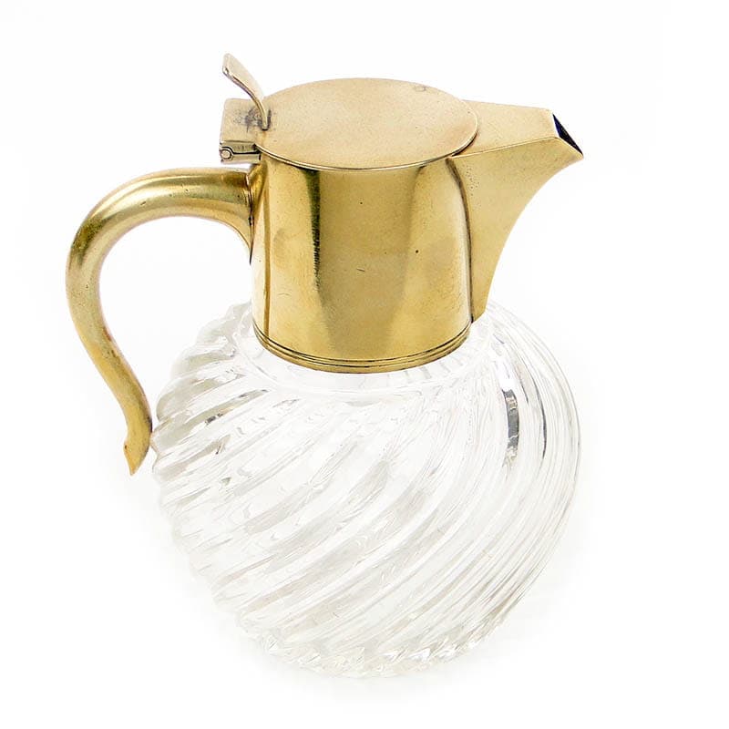 Decanter, transparent crystal glass, brass, Hallberg, Sweden, 19th c. - 207360