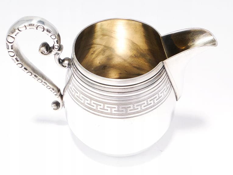 Mlecznik giloszowany, srebrny, mosiądz platerowany srebrem, Henniger, Polska, XIX w. - 207384
