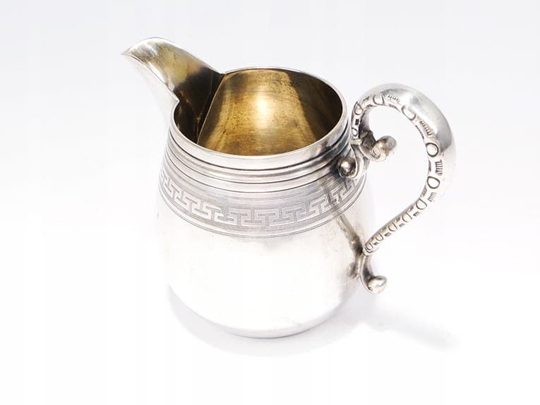 Mlecznik giloszowany, srebrny, mosiądz platerowany srebrem, Henniger, Polska, XIX w. - 207379