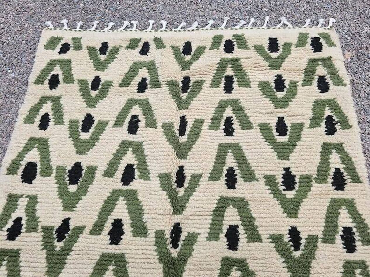 Ręcznie tkany dywan 150x250 cm, wełna, zielony, Maroko - 208160