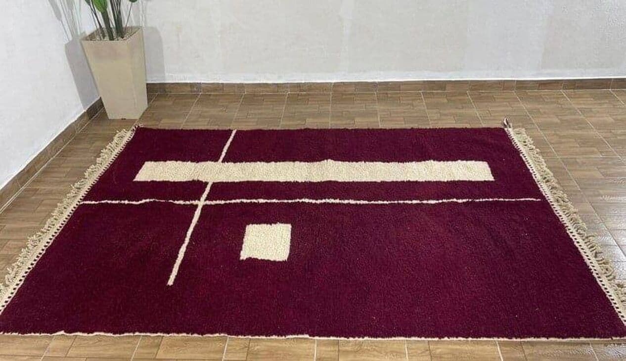 Ręcznie tkany dywan 150x250 cm, wełna, bordowy, Maroko - 208142